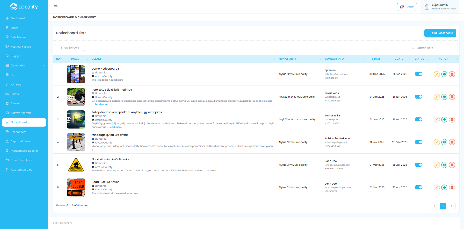 Digital Noticeboard Interface
